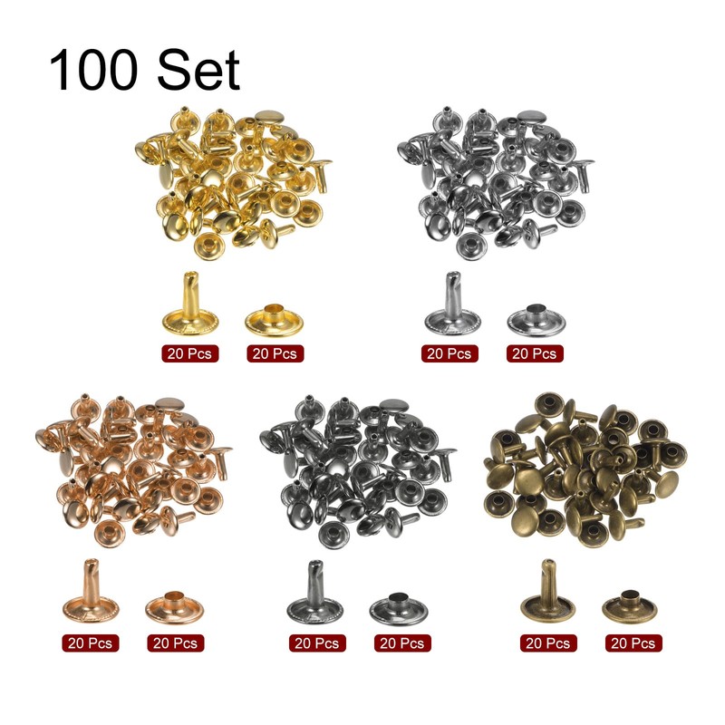 QUARKZMAN 100 Sets Leather Rivets 10 mm x 10 mm