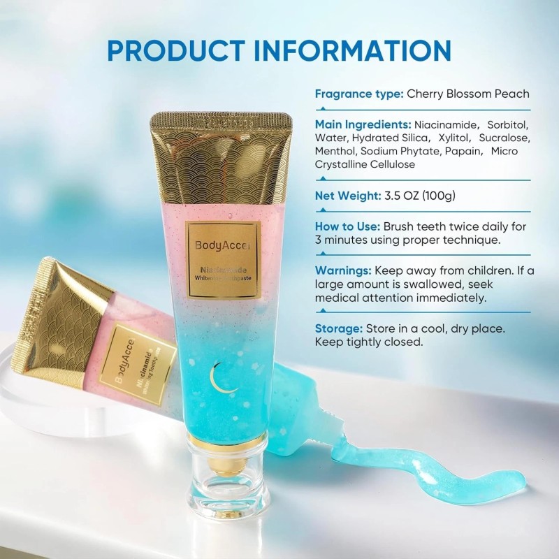 Bodyaccel Niacinamide Whitening Toothpaste, Niacinamide Intensive Whitening Toothpaste ...