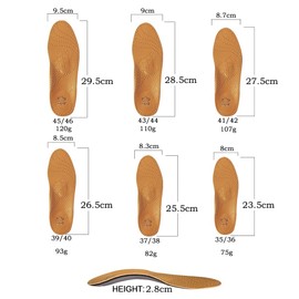 Leather Orthotic Inserts with Metatarsal Pad, 3/4 Arch Support Insoles Shoe and Padding at The Heel for Men and Women (EU37-38/US W7-8, Leather Orthotic Inserts)