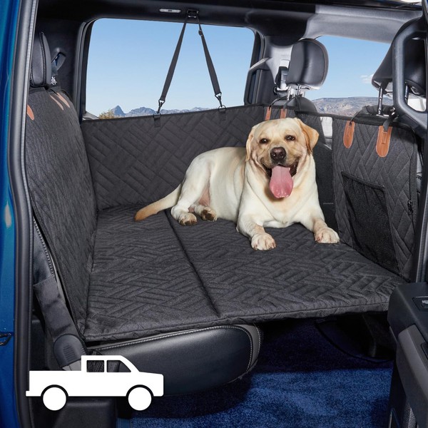 TKYZ Dog Back Seat Extender for Truck,Truck Dog Seat Cover Back Seat,Dog Hammock for Truck,Dog Bed for Truck,Non Inflatable Car Bed Mattress Pet Seat Covers for F150/RAM1500/Silverado (Black)