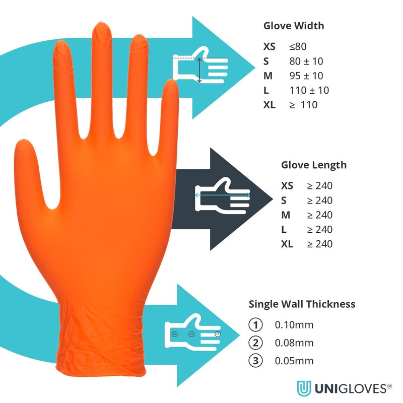 Unigloves Orange Pearl Nitrile Examination Gloves - Multipurpose, Powder Free