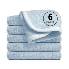 Reusable Organic Baby Washcloths Set: 6 Packs 10 * 10 Ultra Soft Wash Cloth Viscose from Bamboo Absorbent Infant Newborn Bath Face Towel Gentle for Delicate Skin Boys Girl (Blue)