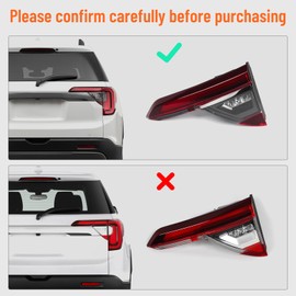 FIONE Tail Light Assembly Compatible with GMC Acadia 2020 2021 2022 2023 Inner Rear Brake Lamp Black Housing Right Passenger Side RH