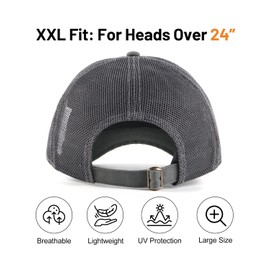 Zylioo Baseball Cap Men's Cap XL/XXL Baseball Cap Adjustable Sports Cap Women for Large Head, Brim (7.5 cm)-Mesh-Grey, Unit size