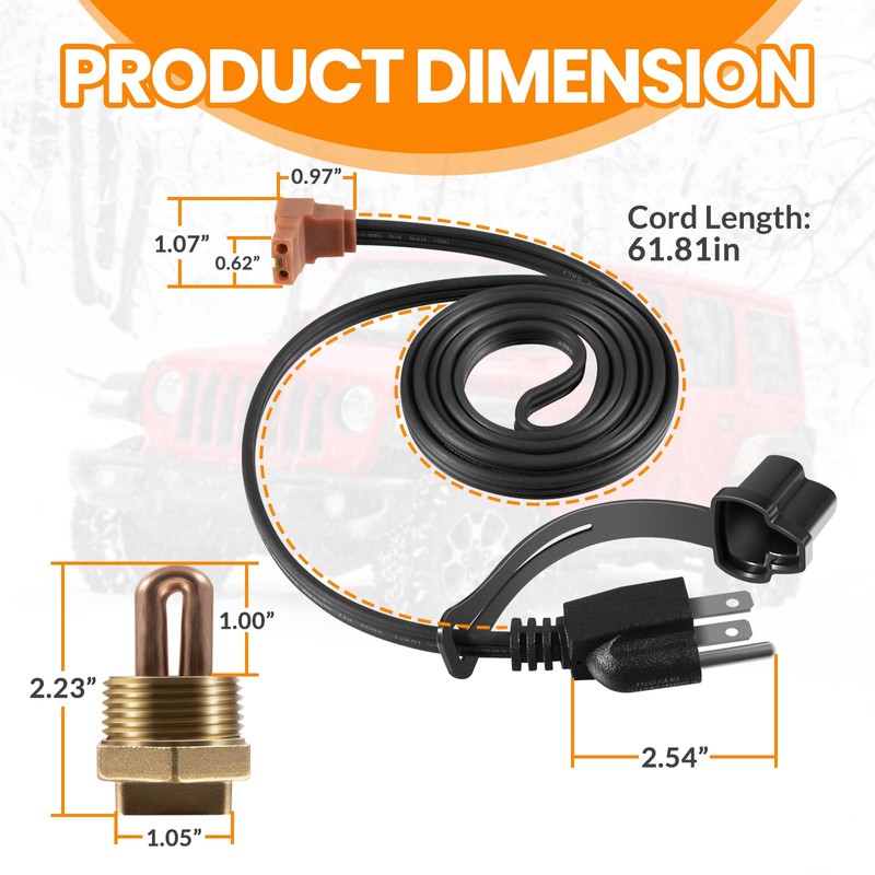 3100003 Engine Block Immersion Heater for Eagle, Jaguar, Jeep, Renault,