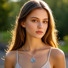 VONALA Tree of Life Necklace 925 Sterling Silver Celtic Knot Tree of Life Pendant Necklace Abalone Shell Tree of Life Jewelry Gift for Women