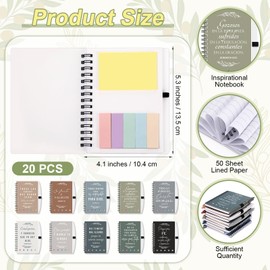Kosiz 20 Set Regalos Cristianos En Español Spanish Christian Gifts Bulk for Women Notebooks and Bible Pens Inspirational Notepads for Church Men Family Colleagues(Neutral)