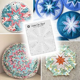 Folded Star Hot Pad Interfacing Templates Sewing Stencil Guide Ruler 9''x11'' PET Quilting Pad for Beginners Crafts Folded Star Hot Pad Interfacing Template 8" Squared