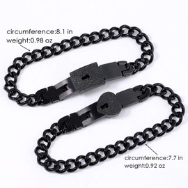 SONGCHANGJEWELRY Lock and Key Couples Bracelets - BFF Bracelets for 2 Lock and Key, Romantic Gift for Valentines Day, Birthday, Christmas, Wedding, Anniversary (a pair black bracelet)