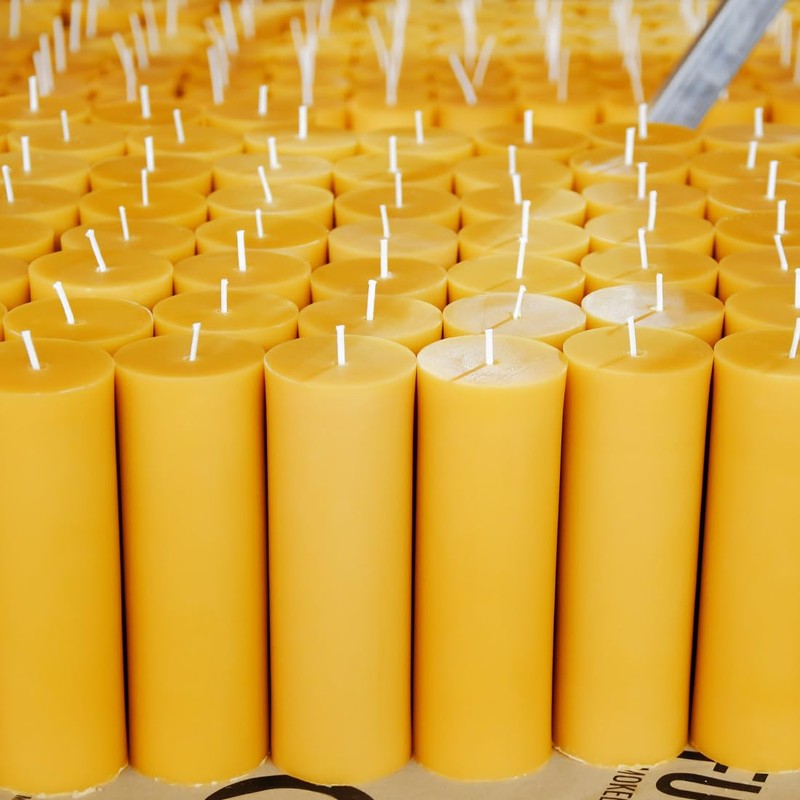 Yellow 2x6 inch Natural Beeswax Pillar Candles Set of 4
