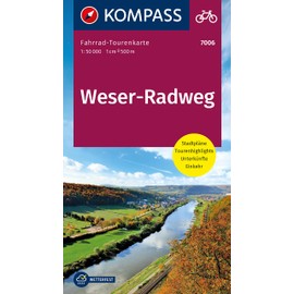 KOMPASS Fahrrad-Tourenkarte Weserradweg 1:50.000: Von Hann. Münden bis Cuxhaven, Leporello Karte, reiß- und wetterfest