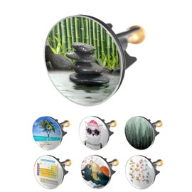 Arteneur Sink Plug 40 mm Bamboo Spa - Stainless Steel Eccentric Plug with Extra Heavy Brass Screw for Stable Hold Universal Drain Plug for Sink