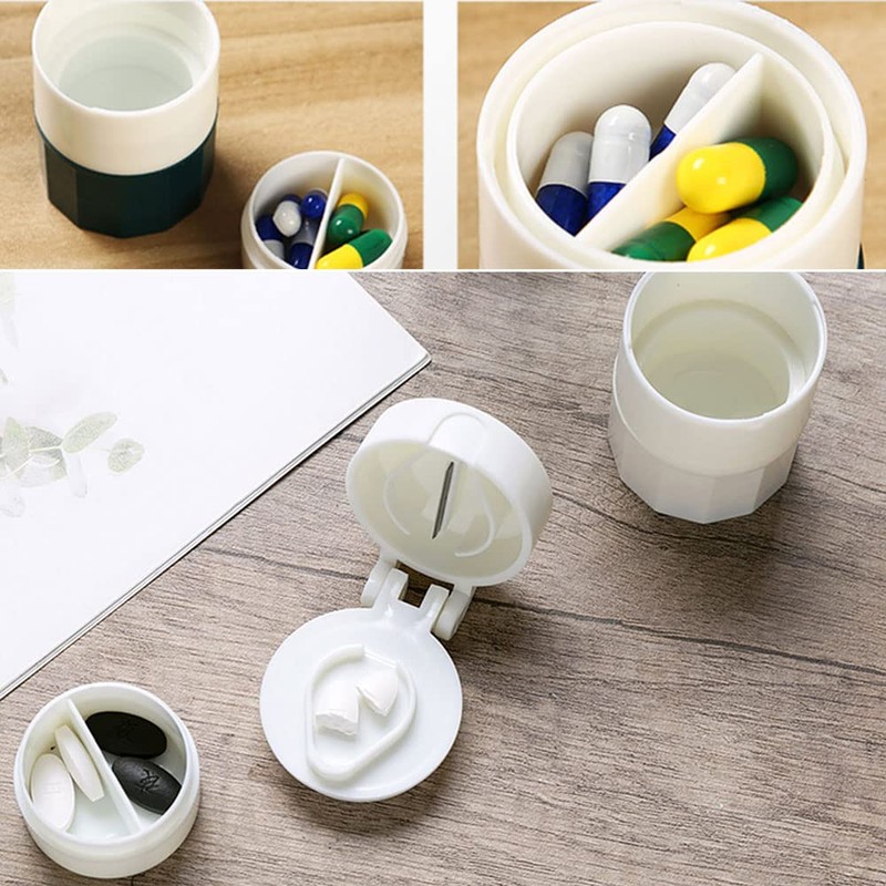 2PCS 4 in 1 Portable Pill Crusher Cutter Multifunction Pill