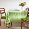 HOMESCAPES Green Table Cloth, Cotton Gingham Tablecloth, Rectangular Block Check,