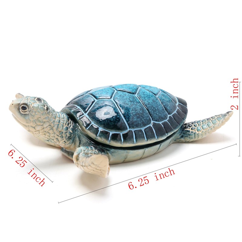 Hodao Sea Turtle Jewelry Keepsake Box Decorations Sculpted Hand-Painted Memorial
