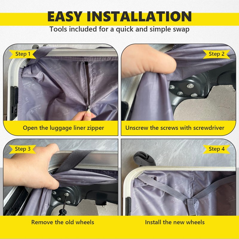 Luggage Wheels Replacement Wheels for Suitcase Repair 360° Rotating Suitcase