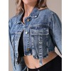 CIMUK Women's Cropped Denim Jacket Long Sleeve Button Down Washed