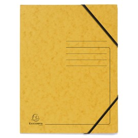 Exacompta 555419E Pack of 5, Premium Corner Folder Made in Germany Made of Extra Strong Colorspan Cardboard DIN A4 with 2 Elastic Bands, Document Folder, Ideal for the Office and School, Yellow
