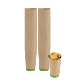 Restaurantware-Sustain 20 Ounce Charcuterie Cups, 100 Disposable French Fry Holders - No-Grease Lining, Durable, Kraft Paper Snack Cups, For Birthday Parties, Events, Weddings, Buffets And More