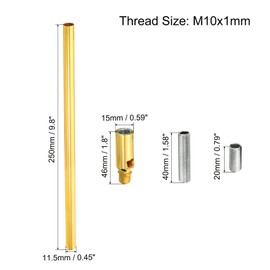MECCANIXITY Threaded Extension Rod, 9.8" Lamp Pipe with Connector Light Fixture for Pendant Light Island Lighting Chandeliers Stems, Electrophoresis Gold