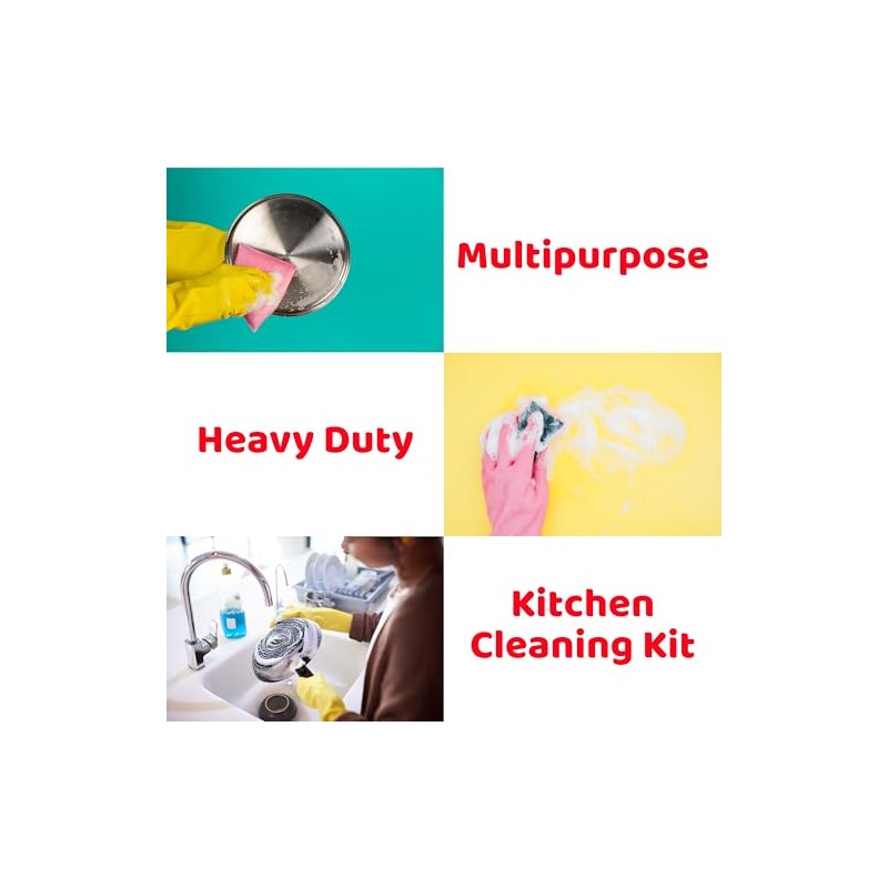 Lizzy 7pc Kitchen Sponge Scouring Pads | Reusable Cleaning Pads