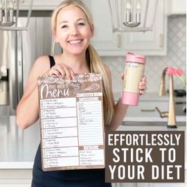 Hadley Designs Rustic Magnetic Weekly Meal Planner Dry Erase Board for Refrigerator - Weekly Dinner Menu Board for Kitchen Conversion Chart Magnet, Grocery List