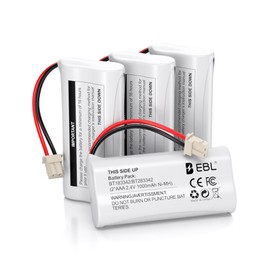 EBL BT162342/BT262342 2.4V 1000mAh Ni-MH Battery Compatible for BT183342/BT283342 BT166342/BT266342 VTech CS6114 CS6419 CS6719 at&T EL52300 CL80111 Cordless Phone (Pack of 4) White