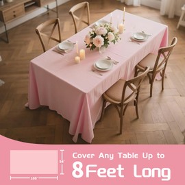 Glomii Plastic Table Cloth Disposable 8 Pack, 137 x 274cm Rectangle Waterproof Plastic Table Cover for Wedding, Party, Picnic Decorative Tablecloths, Leakproof & Sturdy, Pink.