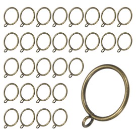 M METERXITY Pack of 30 Green Bronze Curtain Rings with Eyelets, Rustproof Metal Rings for Curtain Rod, Drapery Rings with 1.5" Inner Diameter for Drapes, Hats, Towels