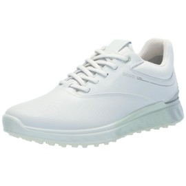 ECCO Women's S-Three Gore-TEX Waterproof Golf Shoe, White/Matcha, 7-7. 5