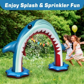 Anpro Giant Shark Sprinkler Kids Inflatable Water Toy Summer Outdoor Play by Anpro
