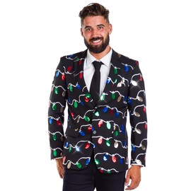 Tipsy Elves Sequin String of Lights Blazer with Tie, 36