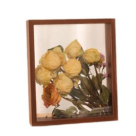 JOSON 2 packsWooden Dried Flower Photo Frame Dried Flower Display Stand Decorative Floating Photo Frame (brown 4x6)