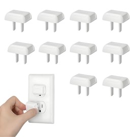 Baraose Safety Outlet Cap, Outlet Cover, Baby Outlet Cover, Set of 10, Baby Guard, Outlet Cap, Children, Electrical Shock, White, Waterproof, Dustproof, For 2 Hole Outlets, For Electrical Outlets