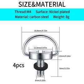 Pack of 4 M4 Camera Tripod Mounting Screws, Threaded Screw Camera Screw, Stainless Steel, Compatible with DJI Mini 3 Pro RC Remote Control, Mini 3 Pro Accessories, Quick Release Plate Screws