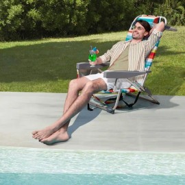 63*65*82cm Short Oxford Cloth Silver White Aluminum Tube Bearing 100kg Beach Chair Rainbow Stripescolor: as picture Color