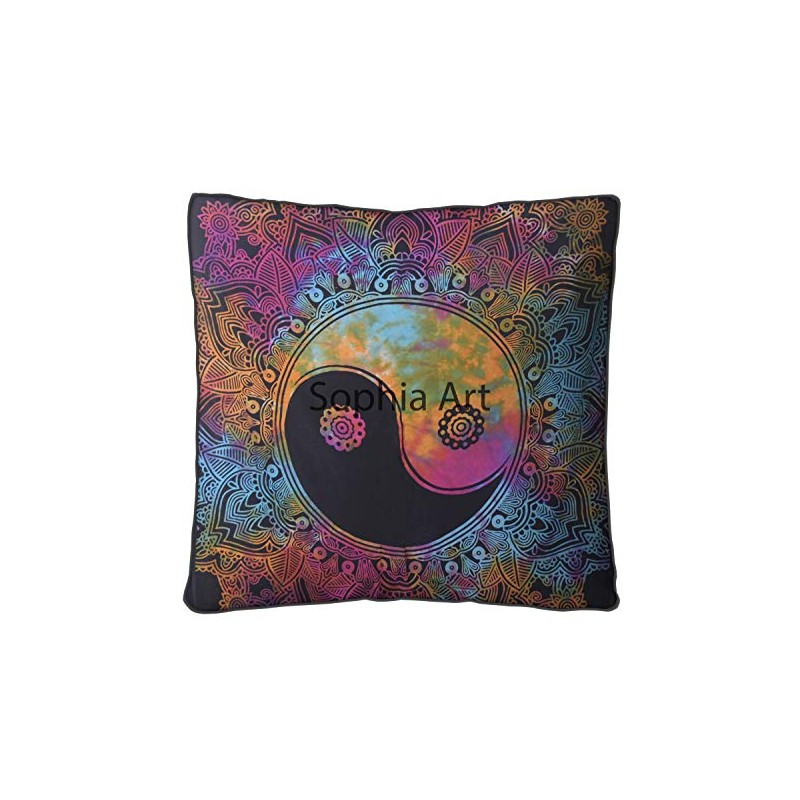 Sophia Art Indian Multi Elephant Mandala Floor Pillow Square Ottoman