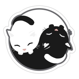 Spreadshirt Cat Yin Yang Comic Sticker 10x10cm Matt White