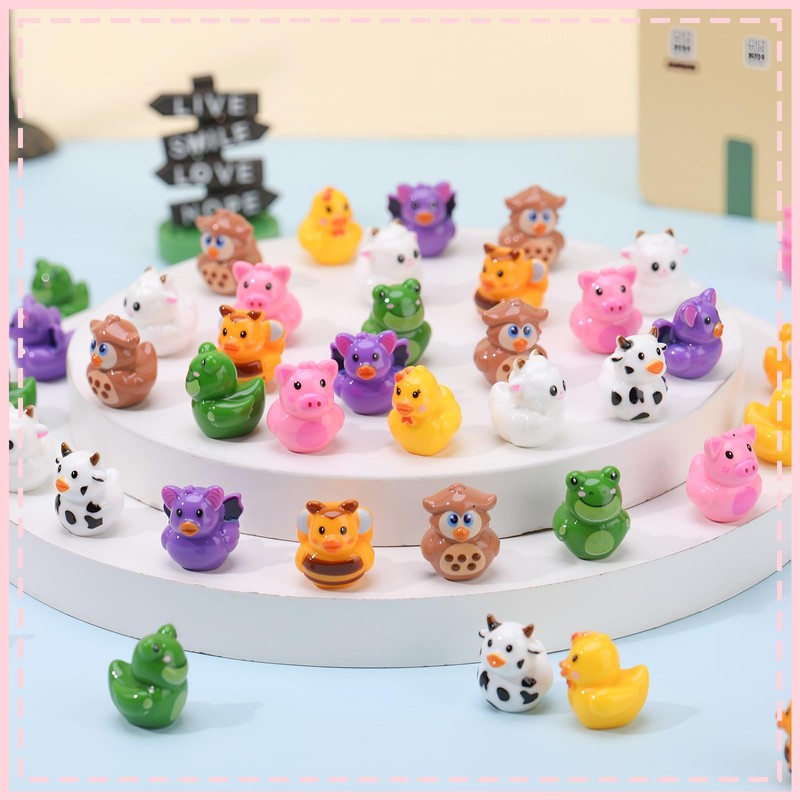 GGSTDDUP 80 Pcs Mini Resin Animals Ducks Tiny Resin Animals