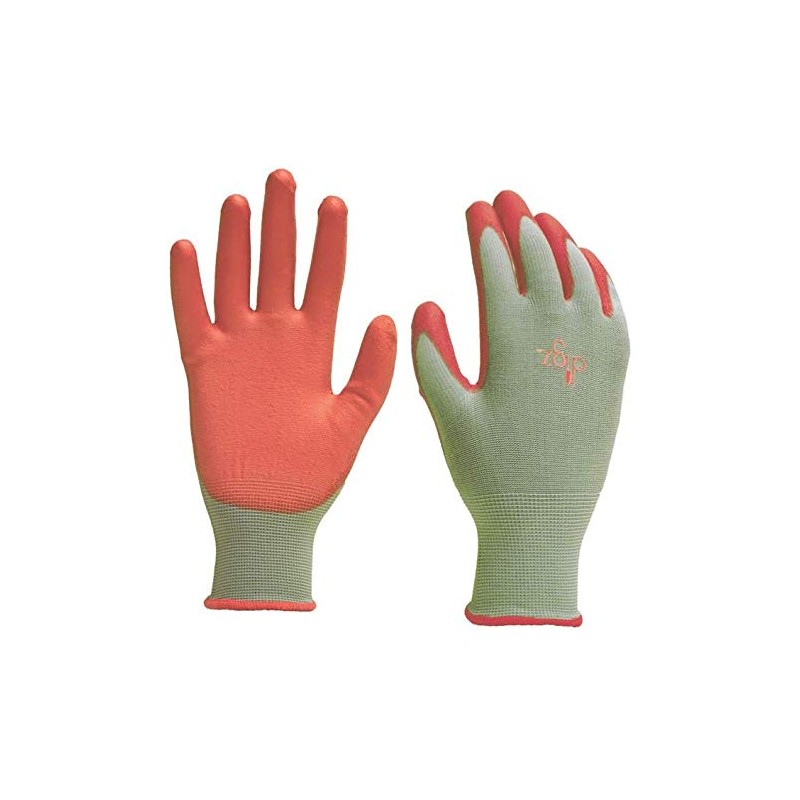 Digz Women's Stretch Knit Garden Gloves with Polyurethane Coating, Green/Pink,