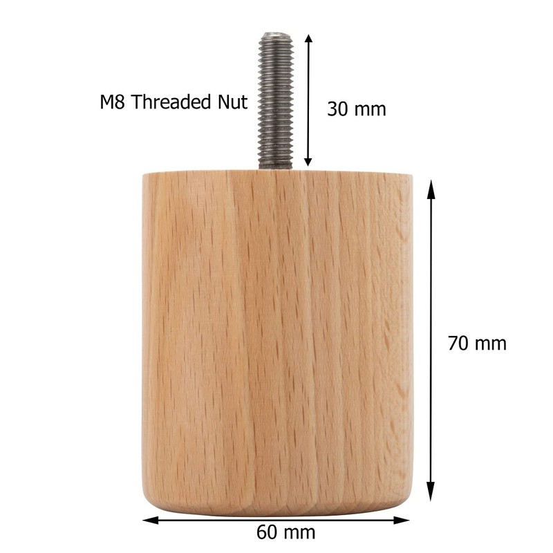 MOLLY MALOU 4 x M8 Wooden Natural Legs with four