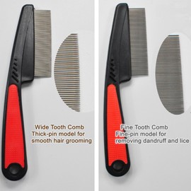 2 Pieces Stainless Steel Fine & Wide Tooth Comb, High Strength Teeth Hair Combs, Professional Dandruff Combs Grooming Tool (two different style)