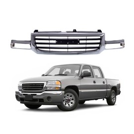 Front Grille Chrome Shell Assembly For 2003-2007 G-M-C Sierra 1500 2500 Replaces GM1200475