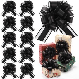 WILLBOND 10 Pcs Large Christmas Pull Bows Gift Wrapping 6 Inch Pull Bows Gift Bows for Christmas Party Birthday Wedding Baskets Xmas Bows for Gift Wrapping Decorations(Claret)