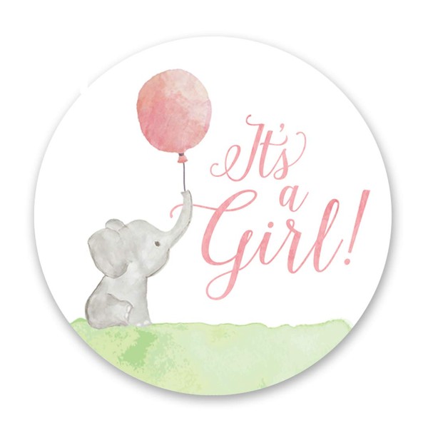 Baby Shower Elephant Stickers - "It's a Boy!" Set of 24 Baby Boy Stickers - Baby Shower Thank You Stickers - Baby Boy Sticker Made in The USA by Palmer Street (Pink)