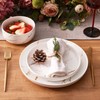 Pokini White Gold Splash Dinnerware Sets, 12 Pieces Fine China