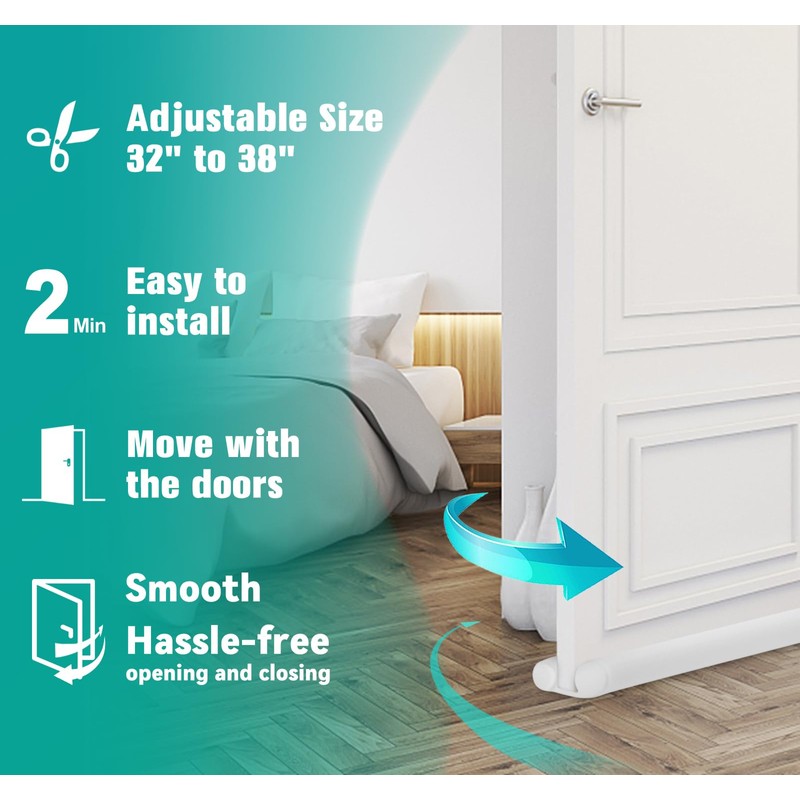 MAXTID White Door Draft Stopper Adjustable 32, 34, 36, up