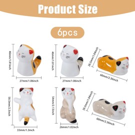 GLOBLELAND 6 Pcs Cute Cat Chopsticks Holder Ceramic Chopstick Rest Chopsticks Holder Rack Tableware Decoration for Chopsticks Forks Spoons Restaurant Dinner Party Restaurant