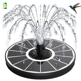 GAIZERL 3.5W Solar Fountain with 2000mAh Battery - Work On Cloudy Days - Upgrade Glass Panel Solar Bird Bath Fountain, Hummingbird Water Feature Pump with 7 Nozzles, 4 Fixed Pipes for Garden, Pool