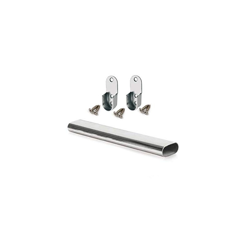 GTV Oval Rail Tube Wardrobe Chrome 900mm + End Support